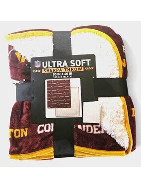 Washington Commanders Sherpa Throw Blanket Ultra Supersoft 60"x50" 100% Poly New